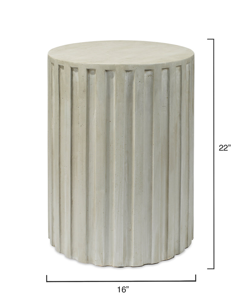 fluted column side table grey