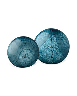 indigo cosmos glass spheres (set of two)