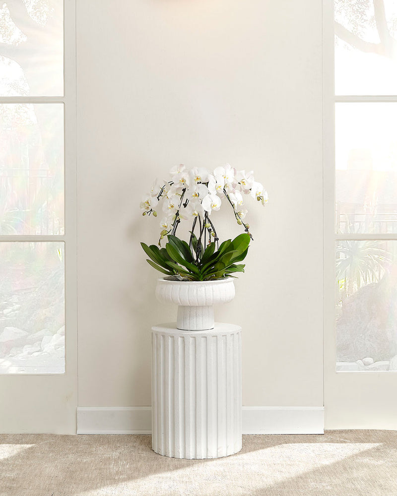 fluted column side table white