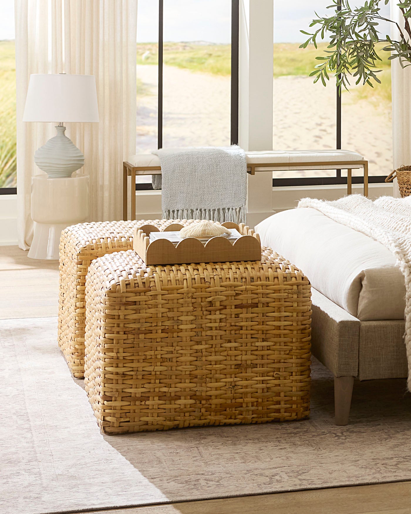 Large woven ottoman discount