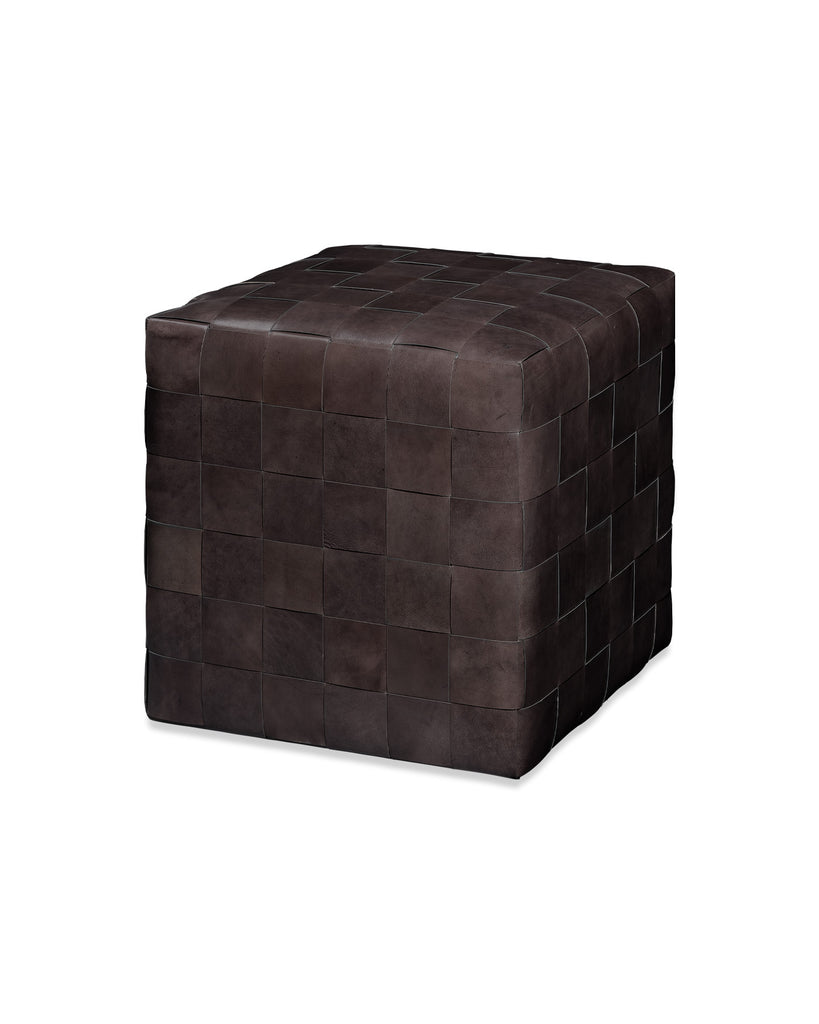 Woven leather strap ottoman deals