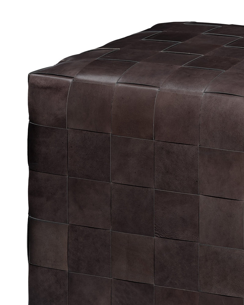 woven leather ottoman