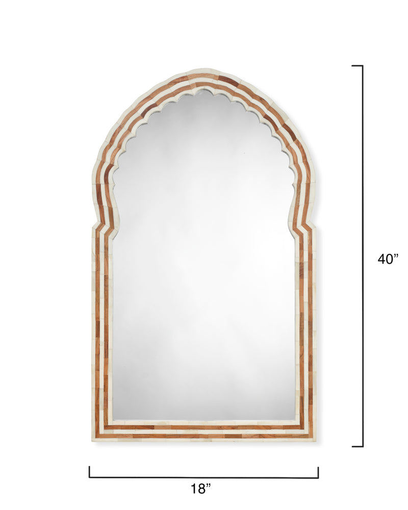bardot medium bone & wood mirror