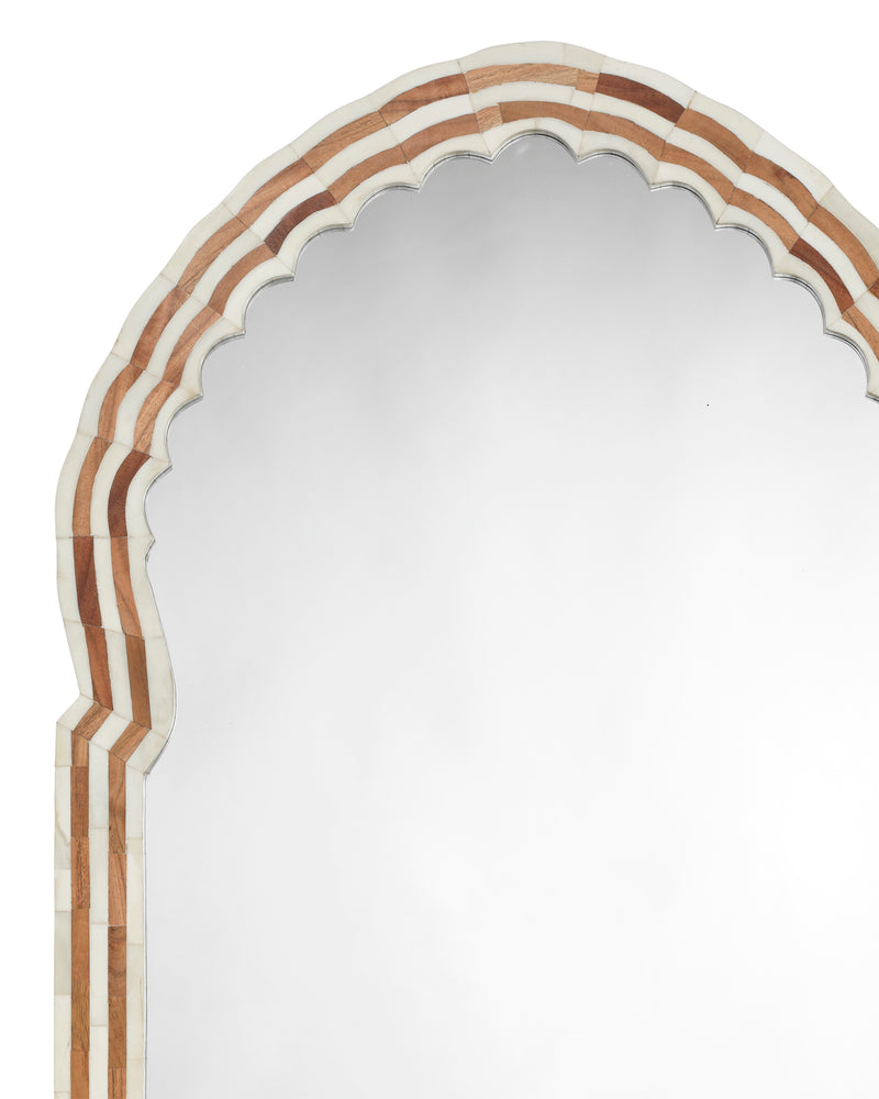 bardot medium bone & wood mirror