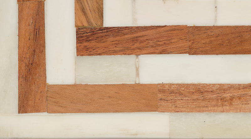 bardot medium bone & wood mirror