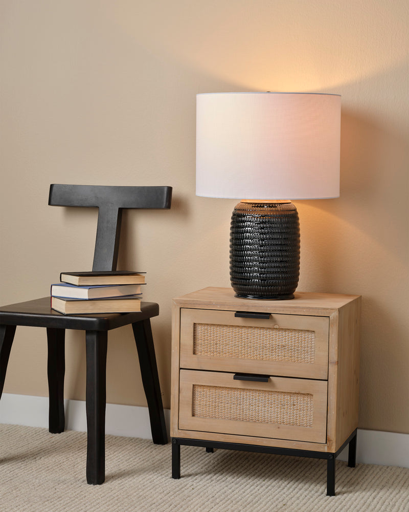 reed 2 drawer side table