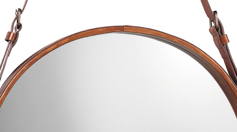 featured round mirror leather | home decor
