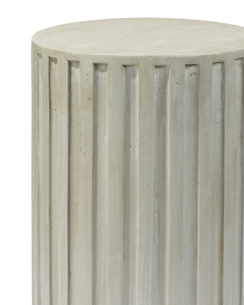 fluted column side table grey