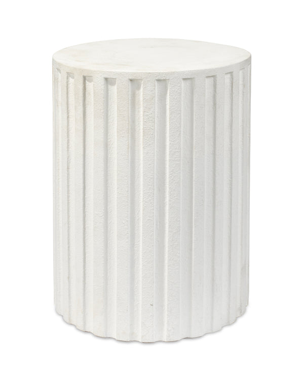 Fluted Column Side Table White