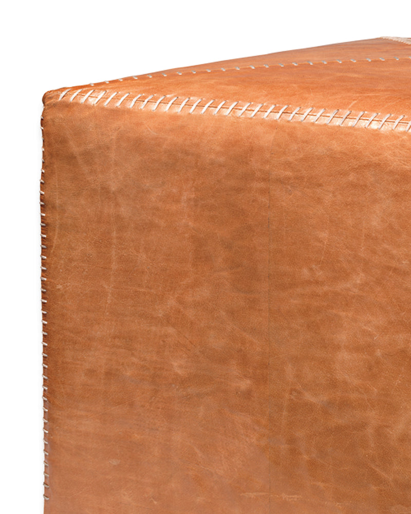 large ottoman buff leather