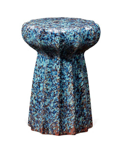 oyster side table - mixed blue