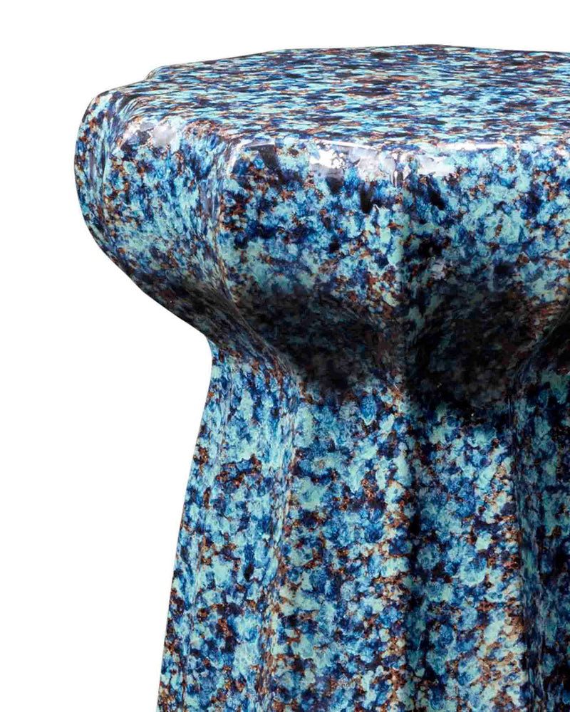 oyster side table - mixed blue