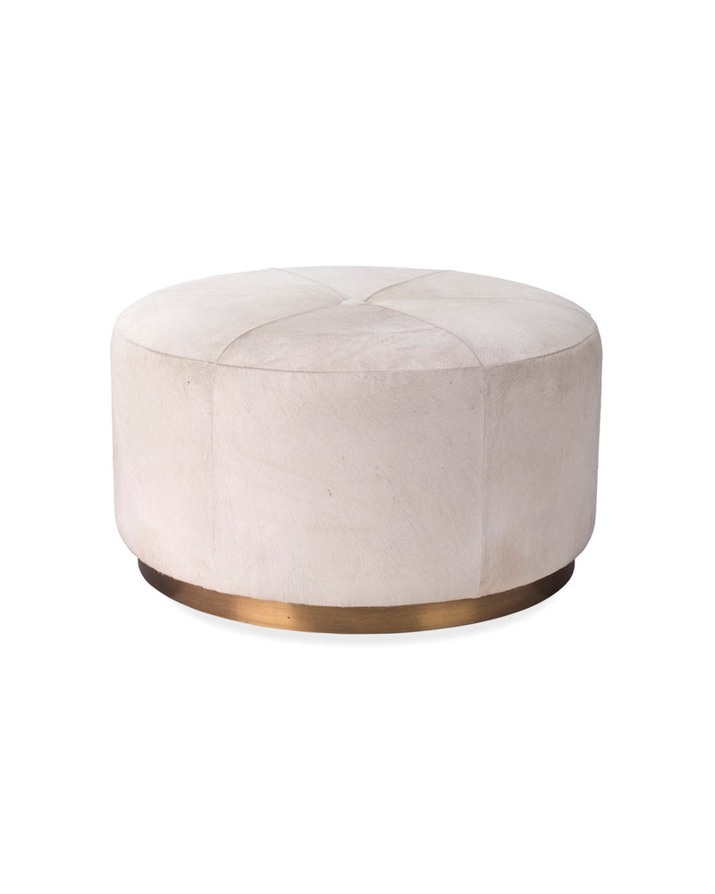 Thackeray Round Pouf White Large