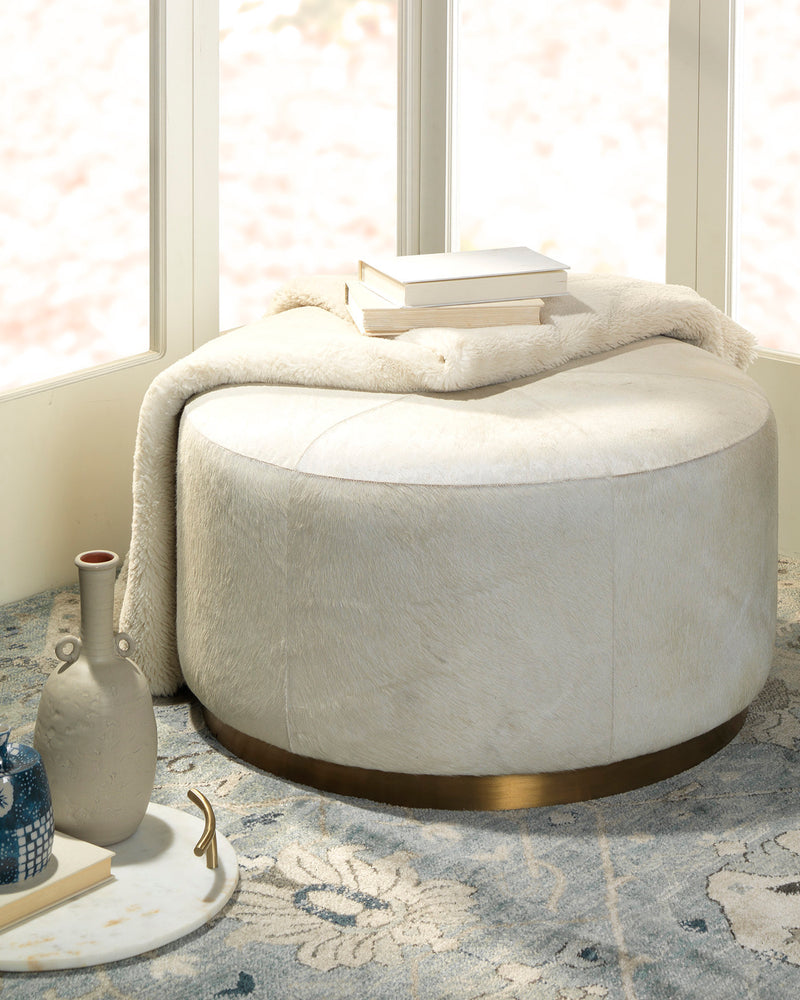 thackeray round pouf white - large