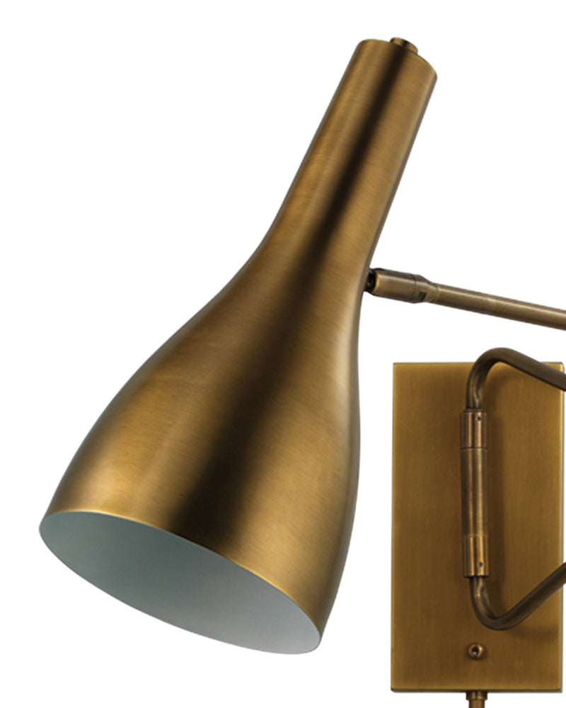 lenz swing arm sconce brass