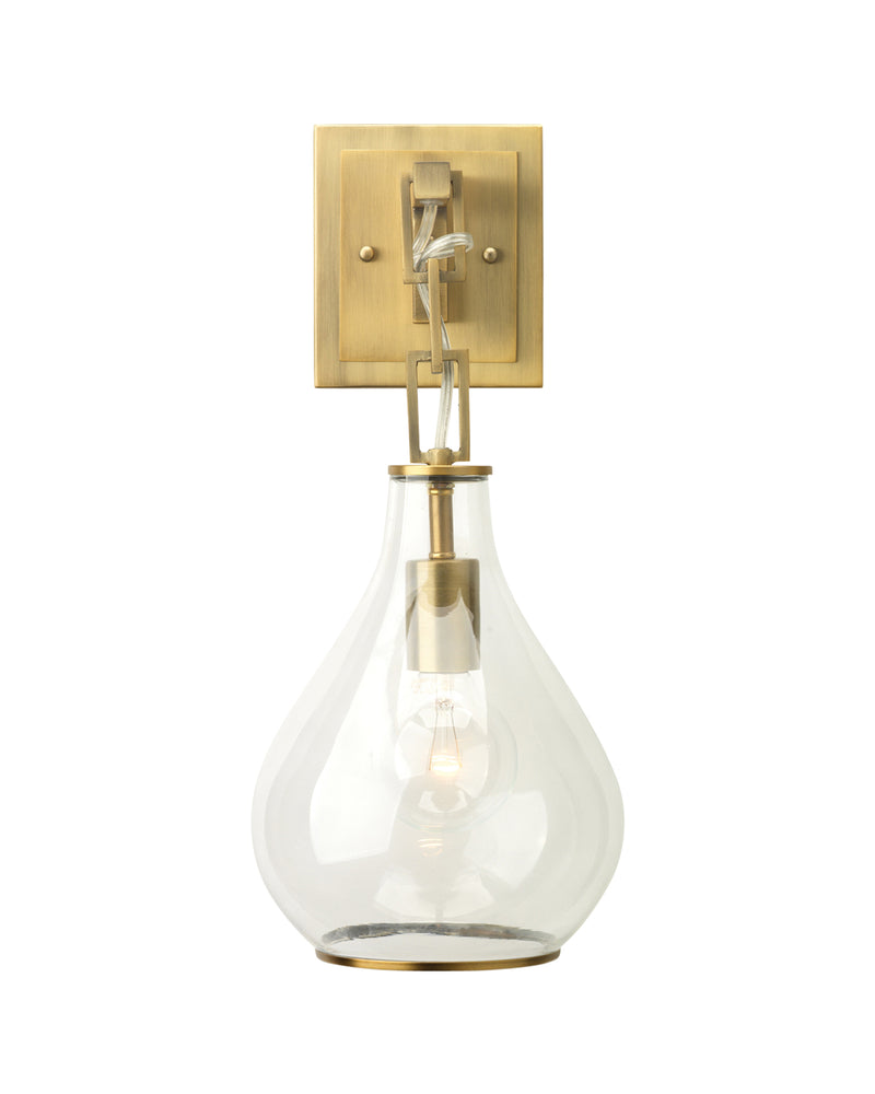 tear drop hanging wall sconce - brass