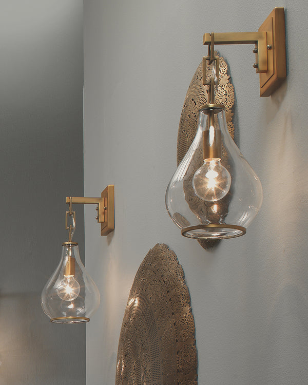 Tear Drop Hanging Wall Sconce - Brass