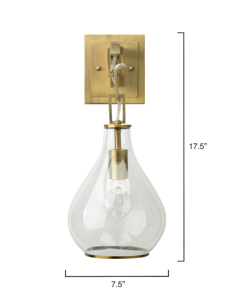 tear drop hanging wall sconce - brass