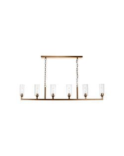 linear 6 light chandelier antique brass