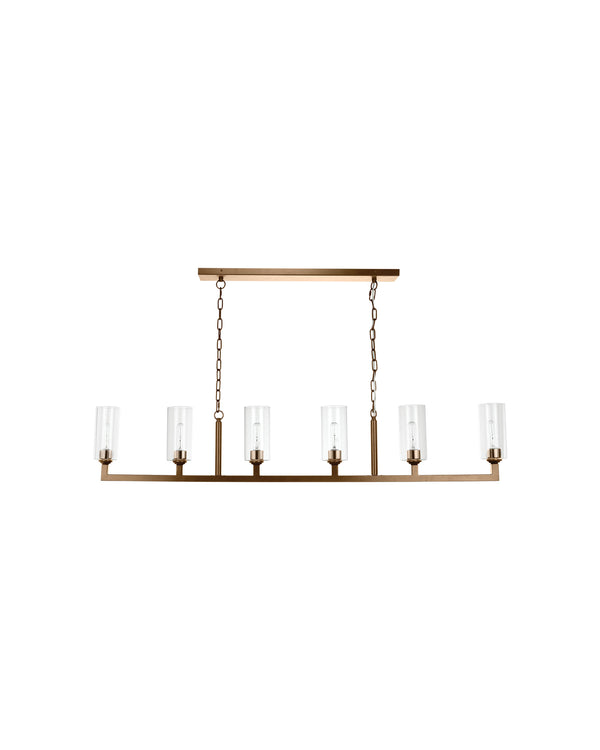 Linear 6 Light Chandelier Antique Brass