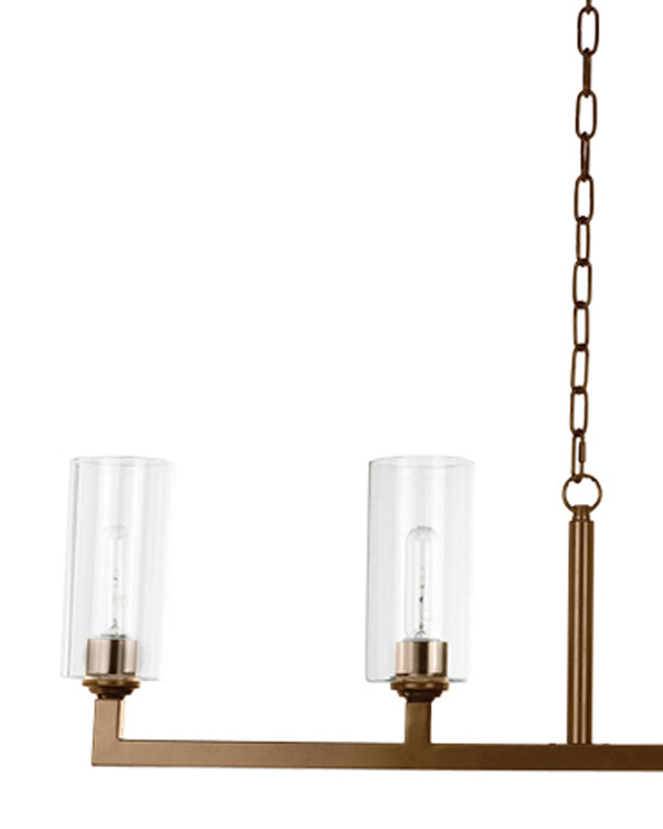 Linear 6 Light Chandelier Antique Brass