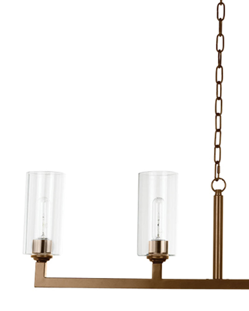 linear 6 light chandelier antique brass