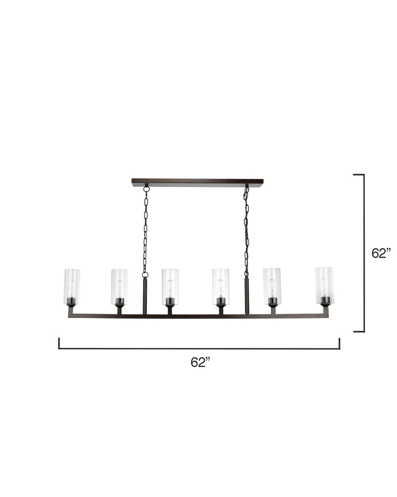 linear 6 light chandelier oil rubbed bronze