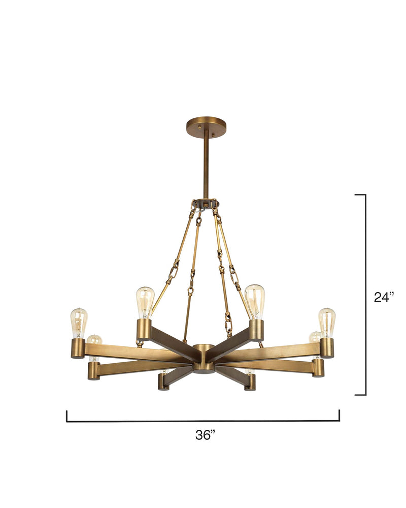 manchester 8 light chandelier brass