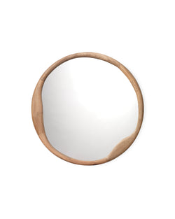 organic round mirror natural wood