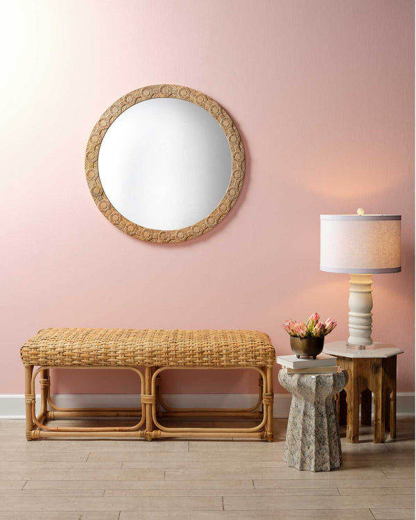 Relief Carved Round Mirror