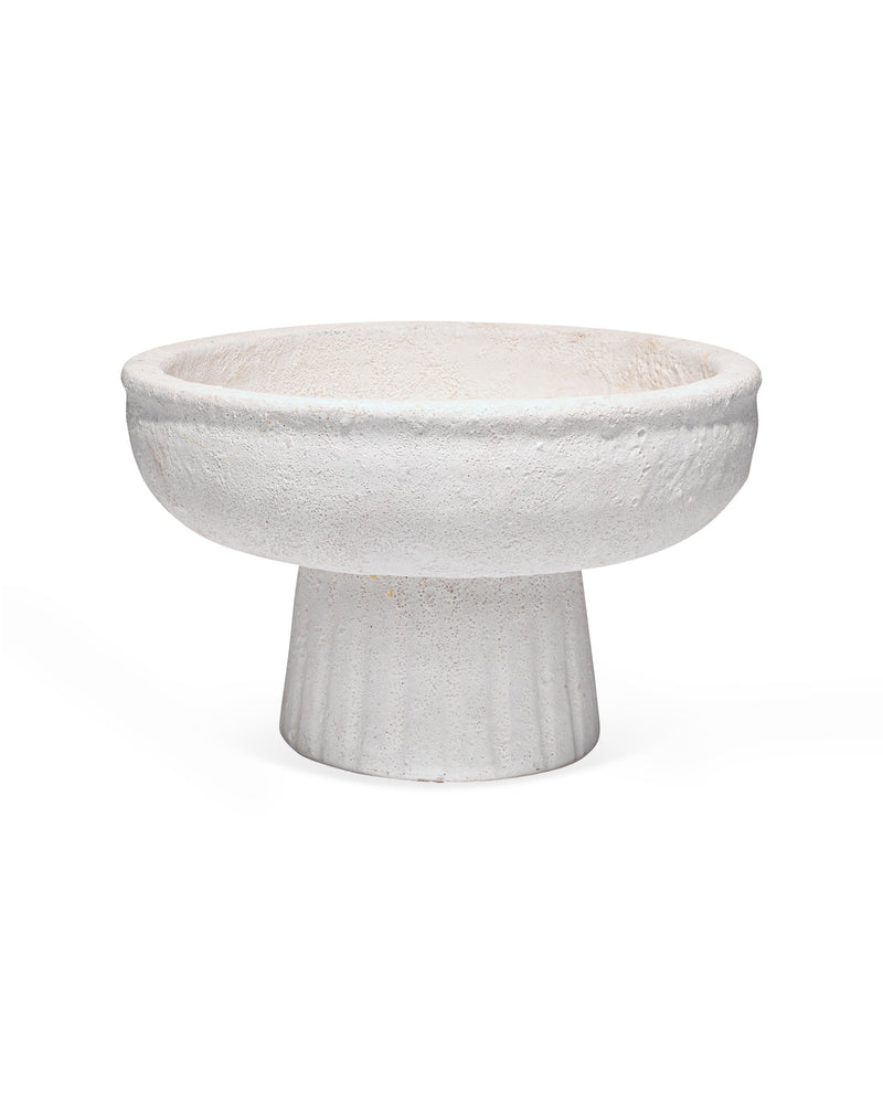 Pottery Plaster Pedestal Bowl 9 Inch Asymmetrical Edge Artist Piece Hand  Painted