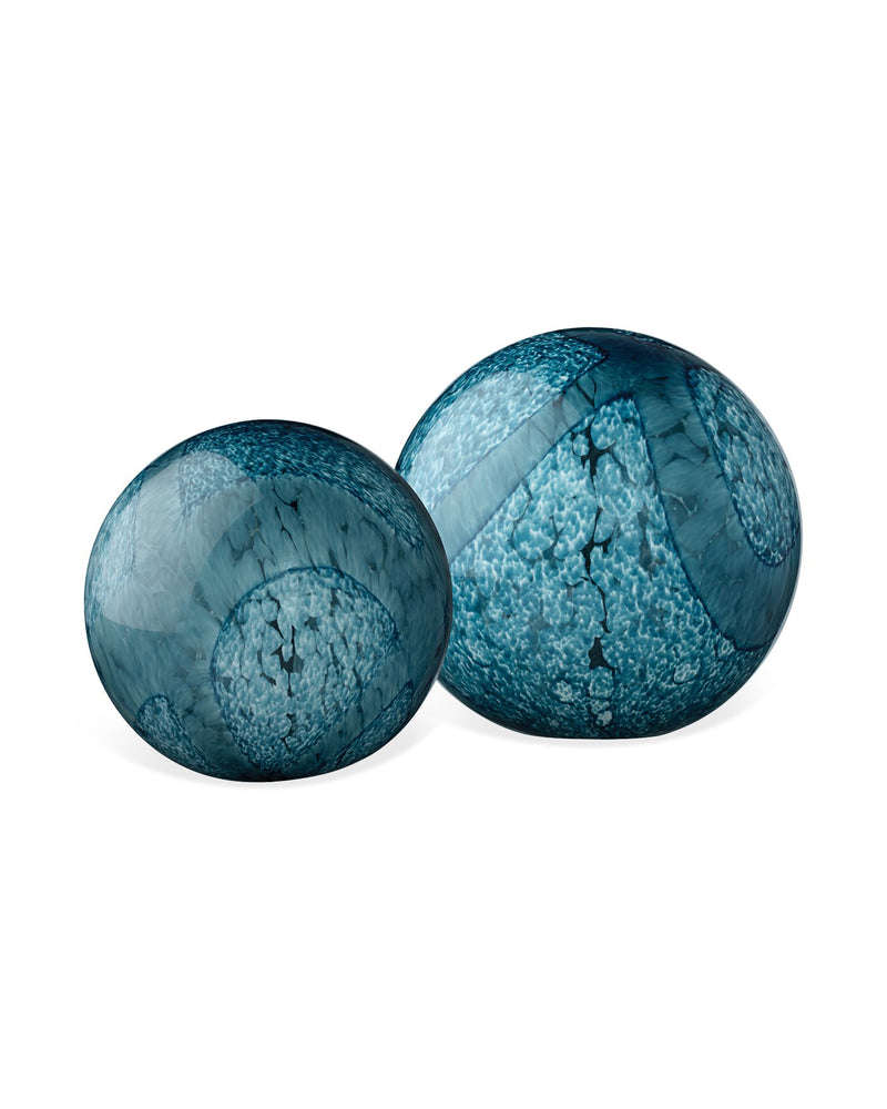 indigo cosmos glass spheres (set of 2)