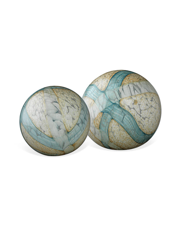 Pale Blue Cosmos Glass Spheres (set of two)