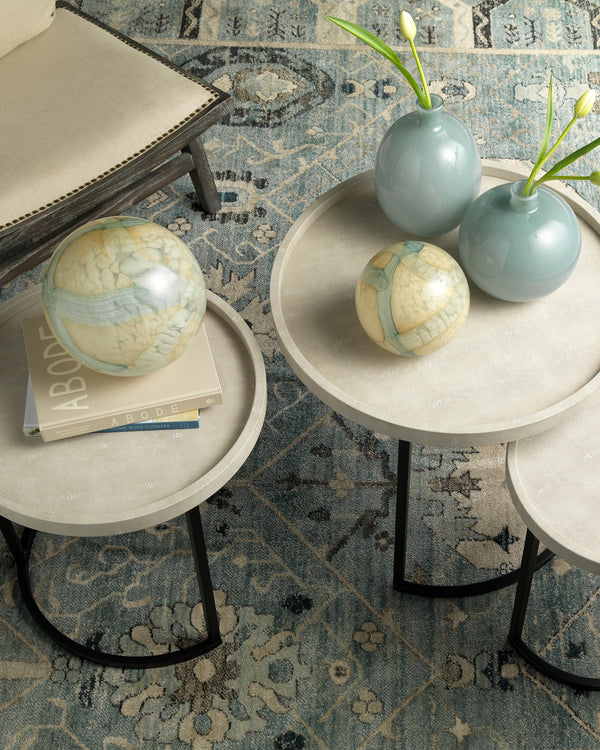 Pale Blue Cosmos Glass Spheres (Set Of 2)