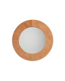 round cross stitch mirror buff leather