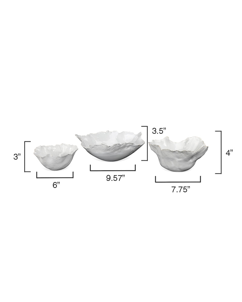 fleur bowls (set of three) - white