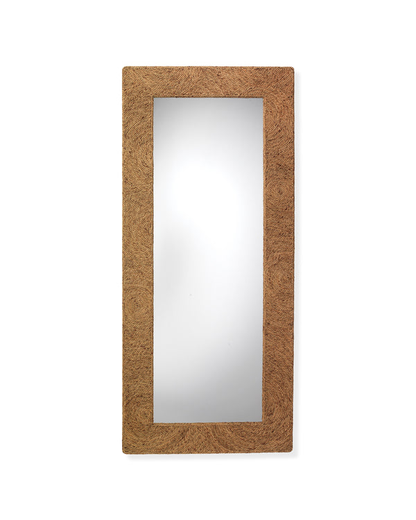 Jamie Young Round Brown Leather Small Mirror