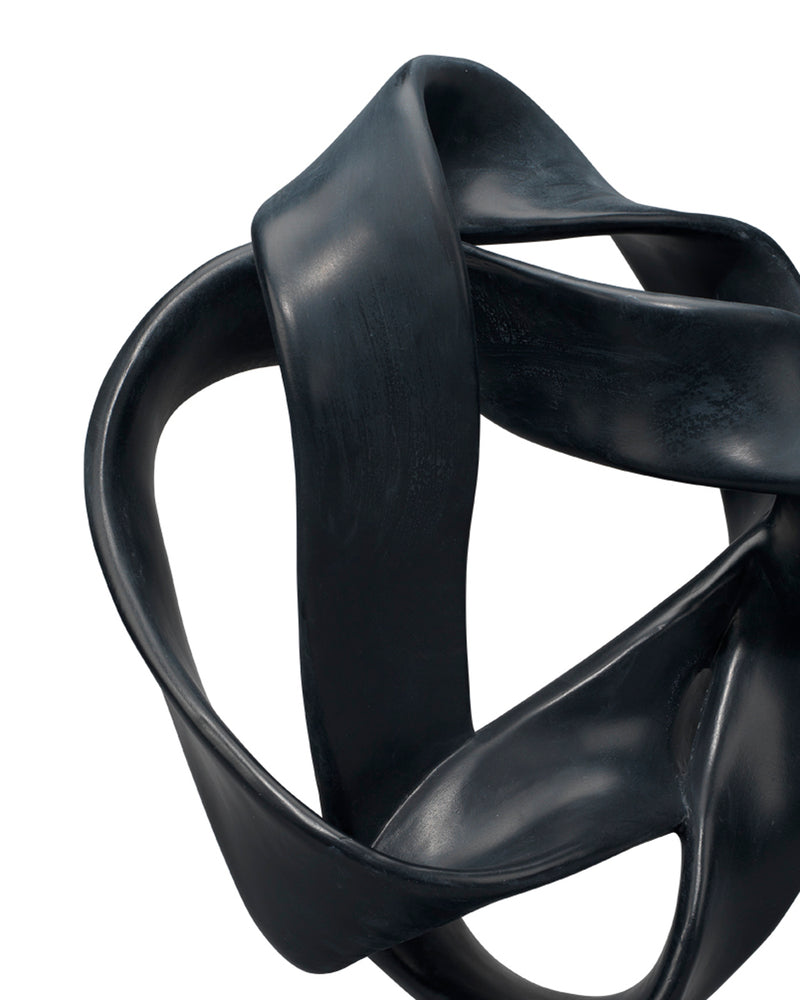 intertwined object on stand black
