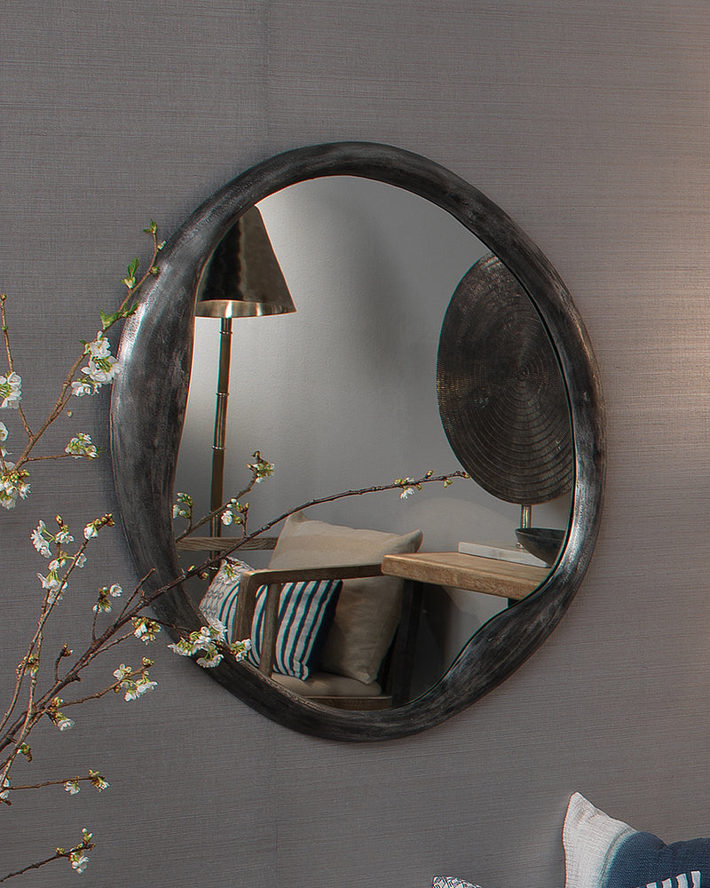 organic round mirror antique iron