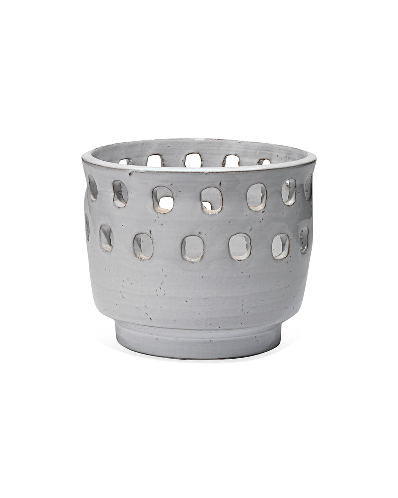large perforated pot white