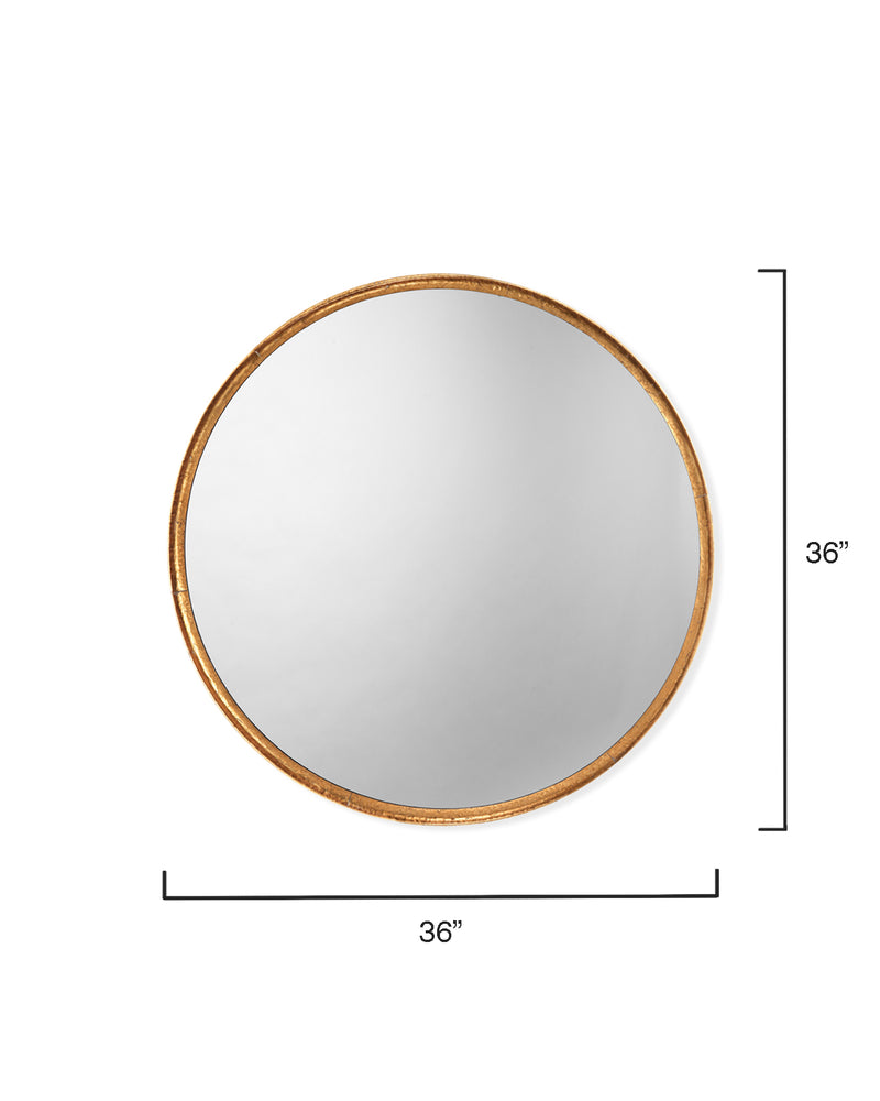 refined round mirror gold leaf