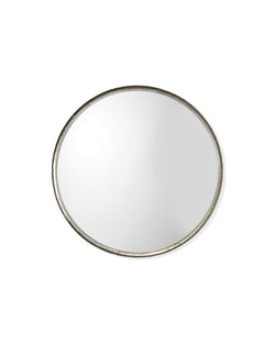 refined round mirror silver leaf