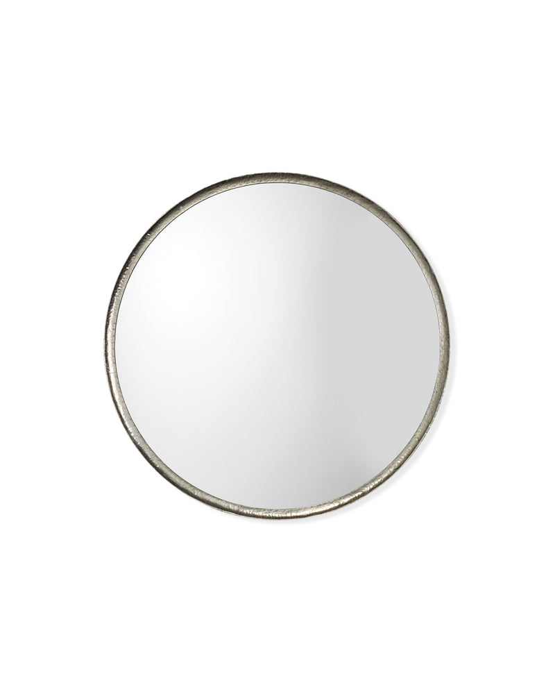 refined round mirror silver leaf