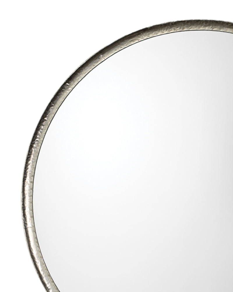 refined round mirror silver leaf
