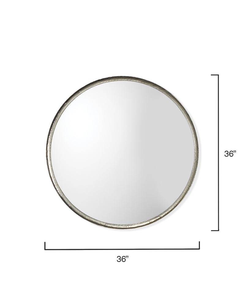 refined round mirror silver leaf