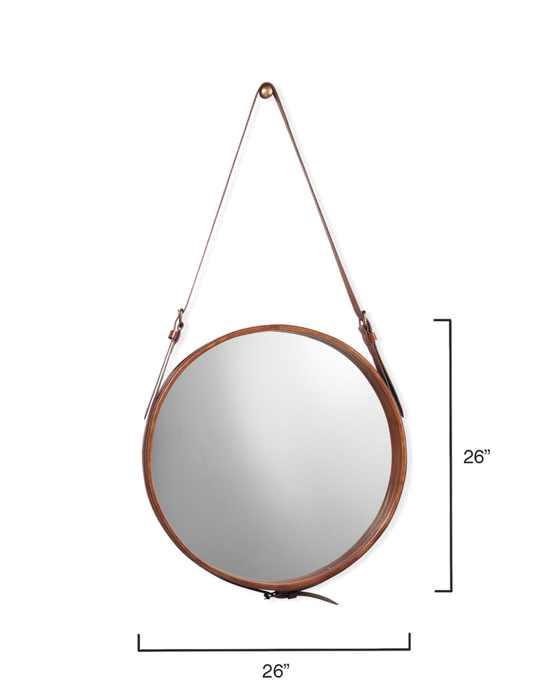 round mirror leather - large