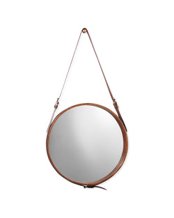 round mirror leather - large