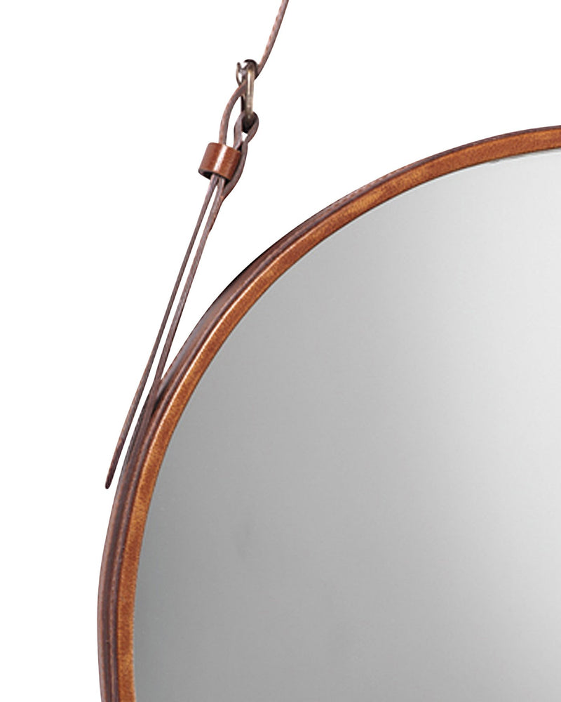 round mirror leather - large