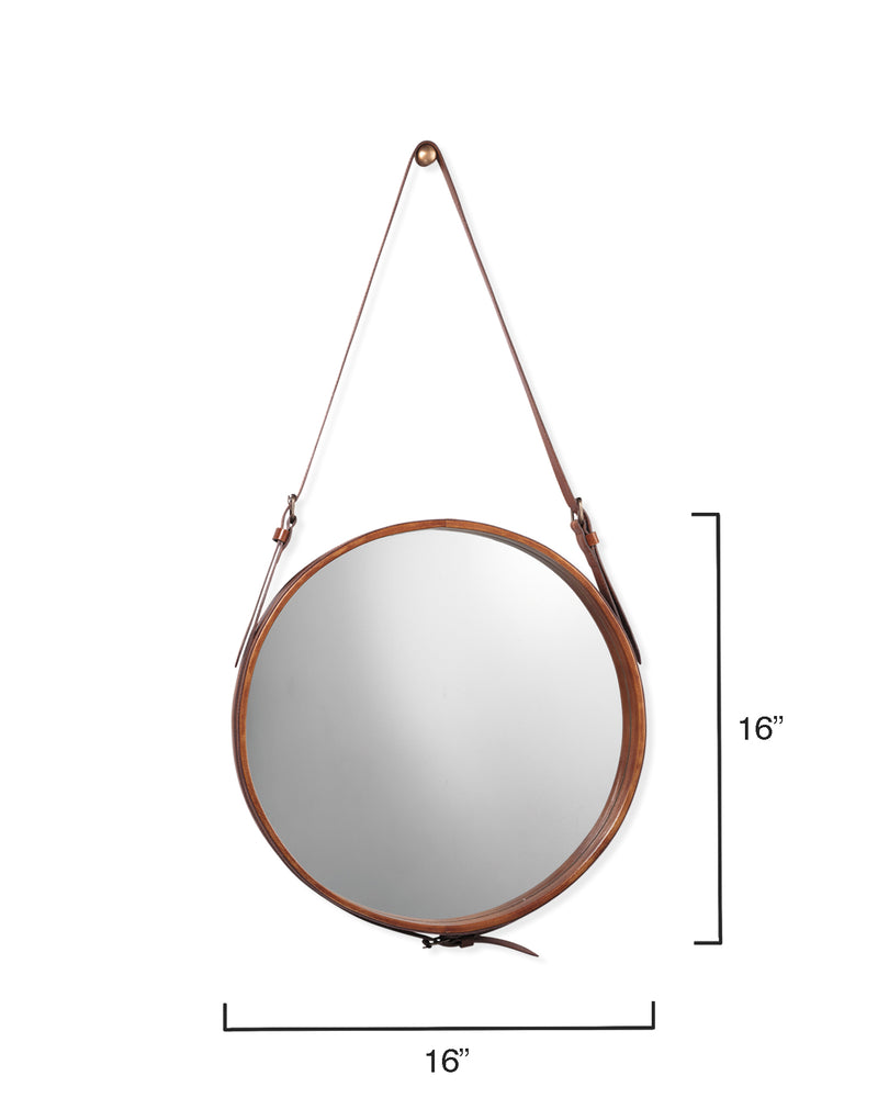 round mirror leather - small