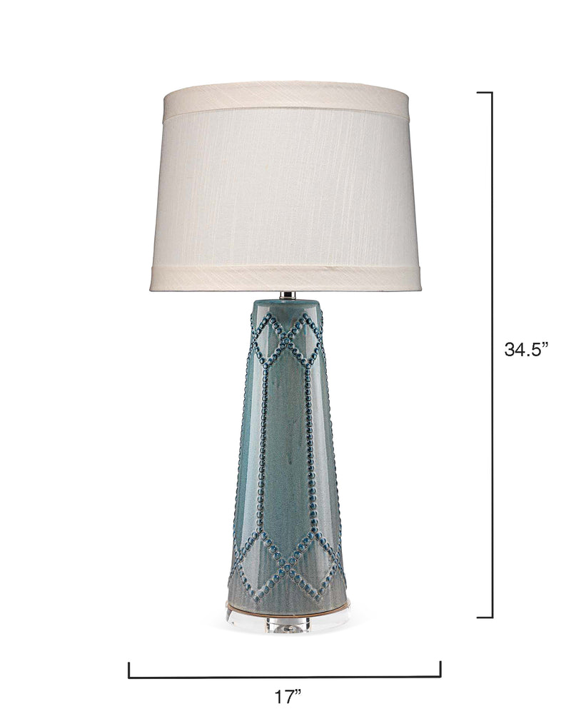 hobnail table lamp teal